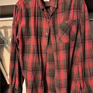 Boston Traders Red and Black Plaid Button-Down Shirt